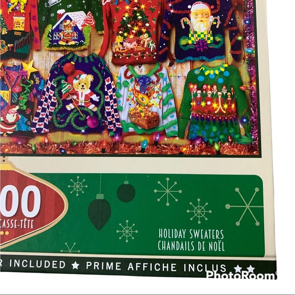 HOLIDAY SWEATERS Allison Lee art 1000 Piece Puzzle Christmas Colorful Ugly Party - Picture 4 of 8